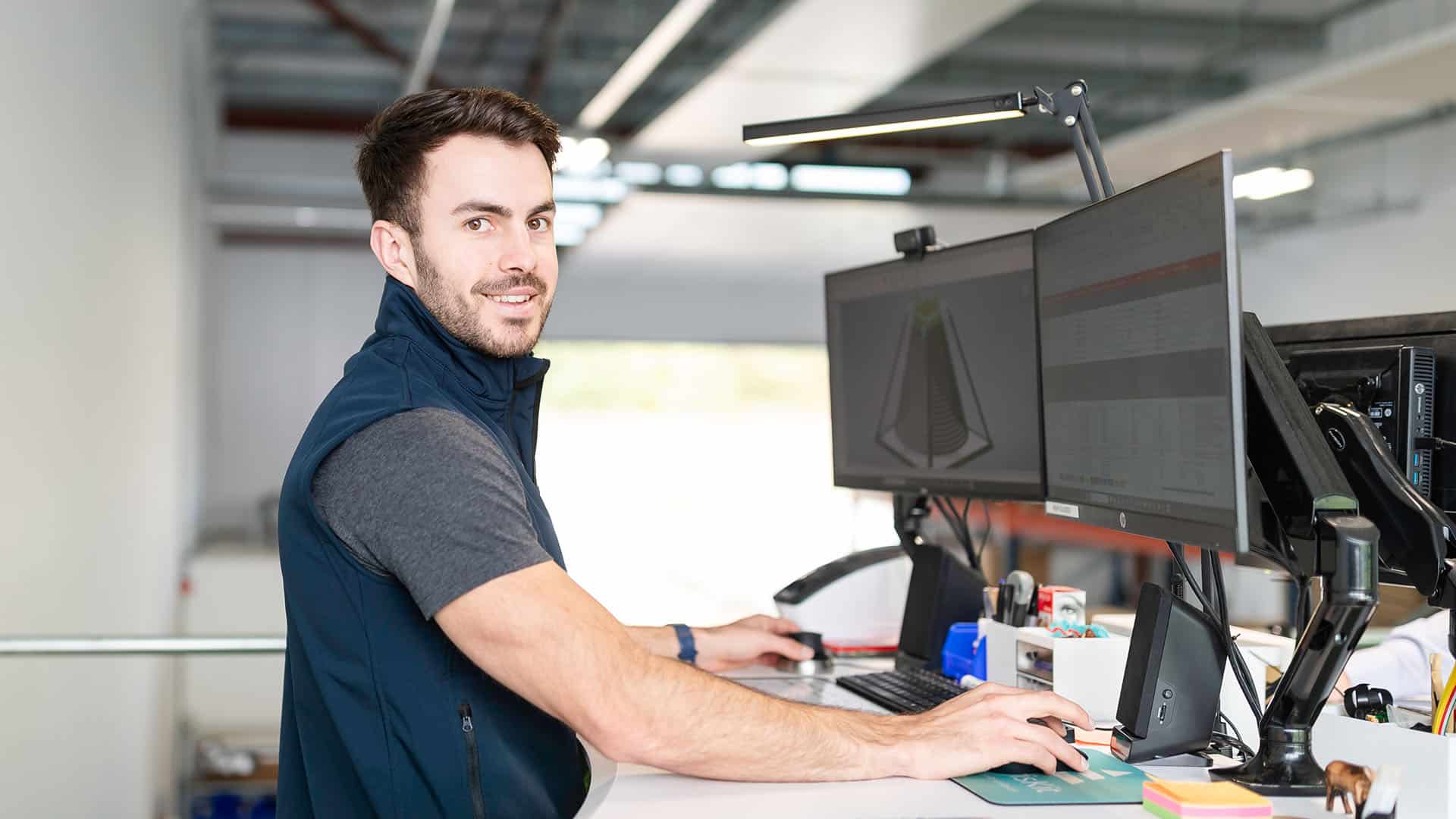 SolarisKit team member Hamish Madgwick designing on a PC